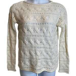 Vintage‎ The Limited Women's Ivory Cable Knit Open Weave Alpaca Blend Sweater M